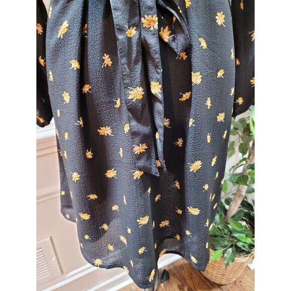 Madewell Women's Black Polyester Round Neck Long Sleeve Knee Length Dress Small - Picture 4 of 13